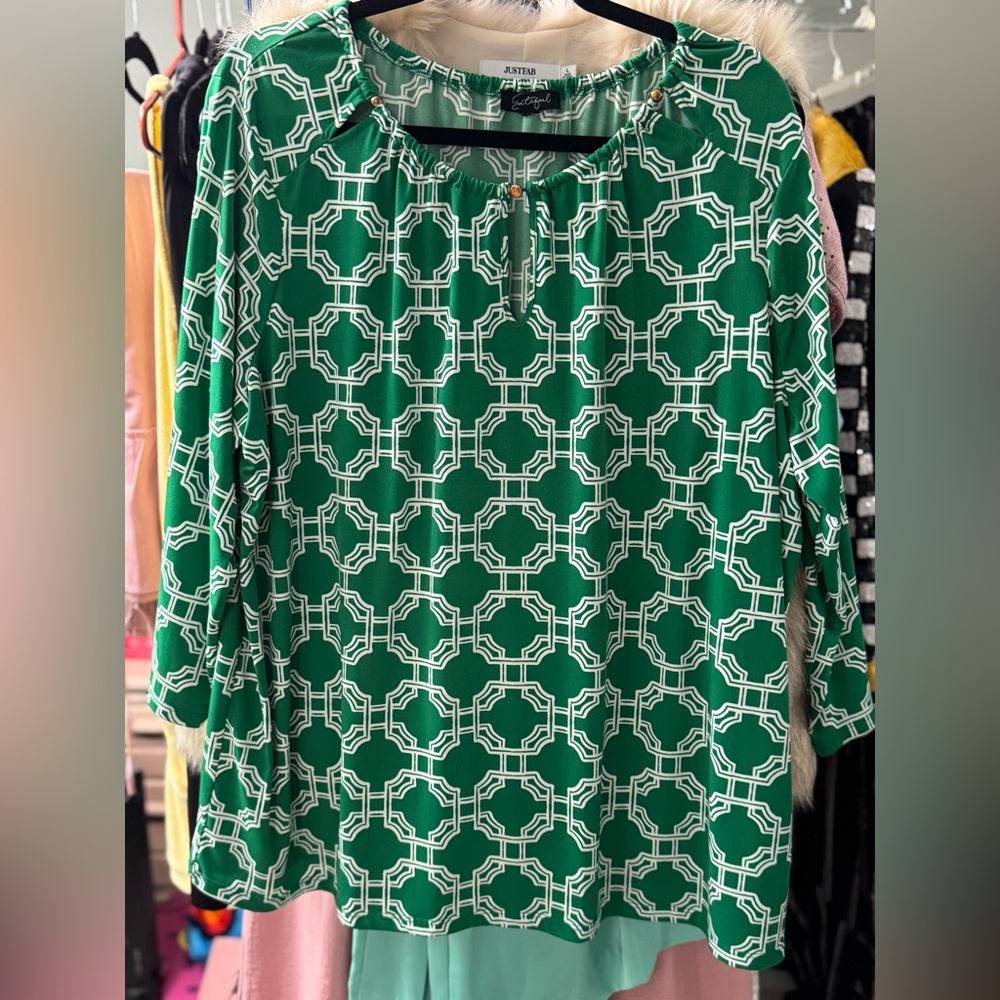 Green Geometric Women's Top